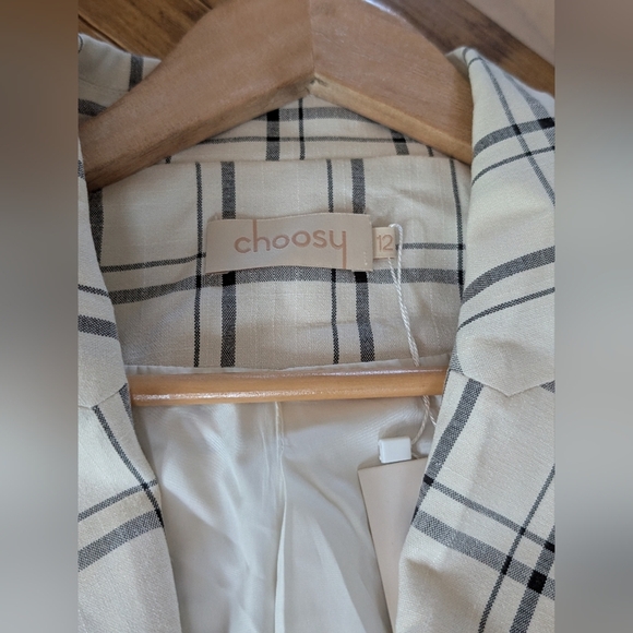 102.Nwt Choosy Plaid Double-Breasted Women's Blazer - Picture 3 of 4